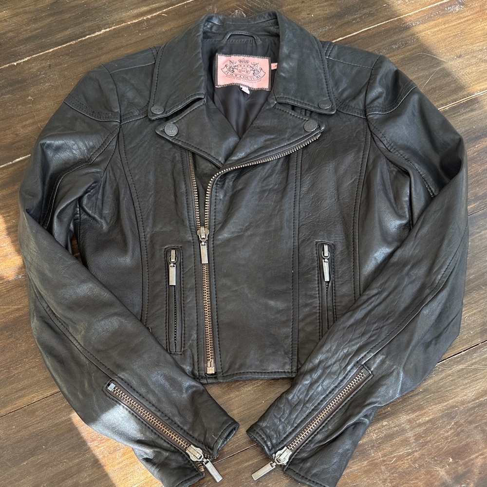 Juicy Couture Black Leather Moto Jacket